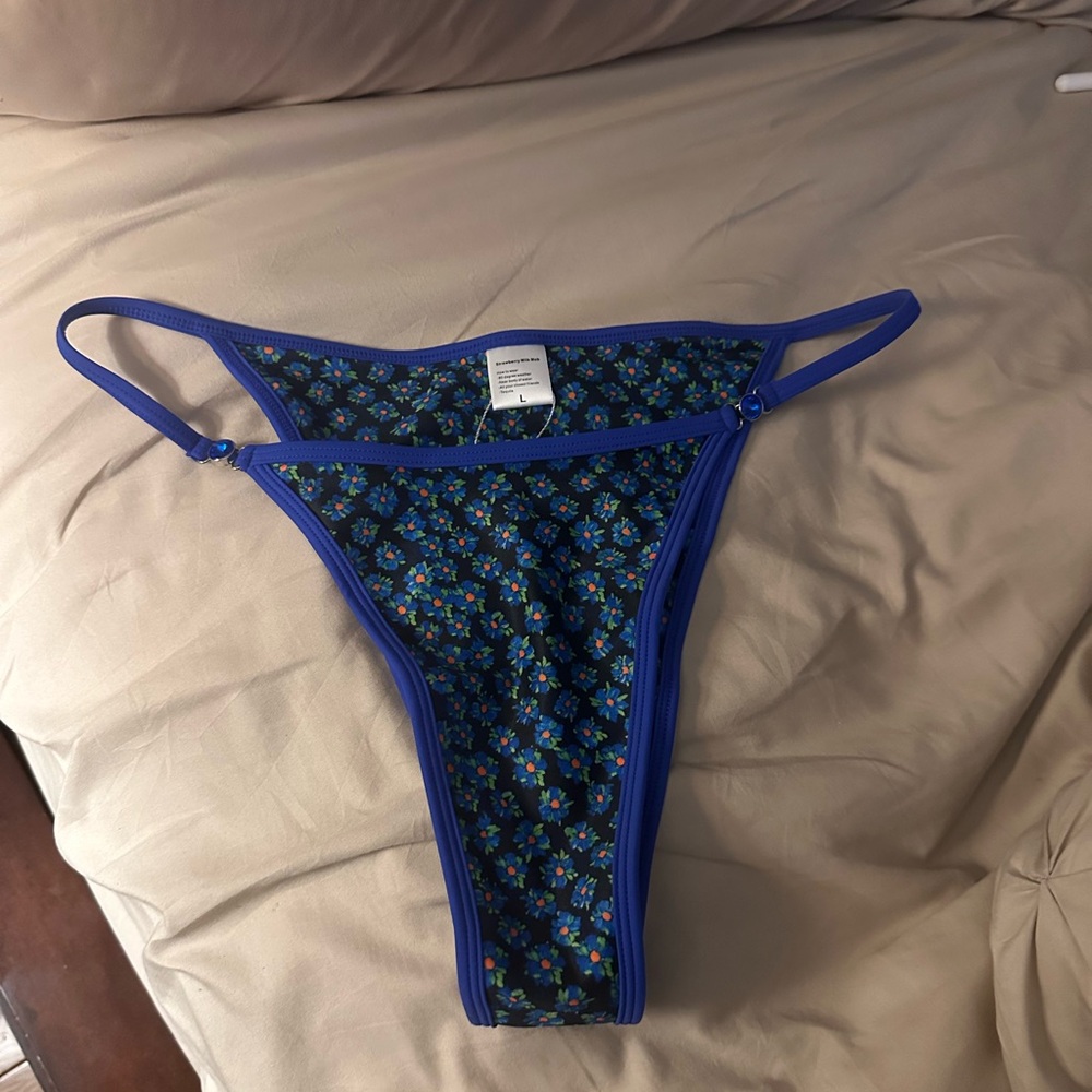 Strawberry Milk Mob Blue Floral Bikini Bottom